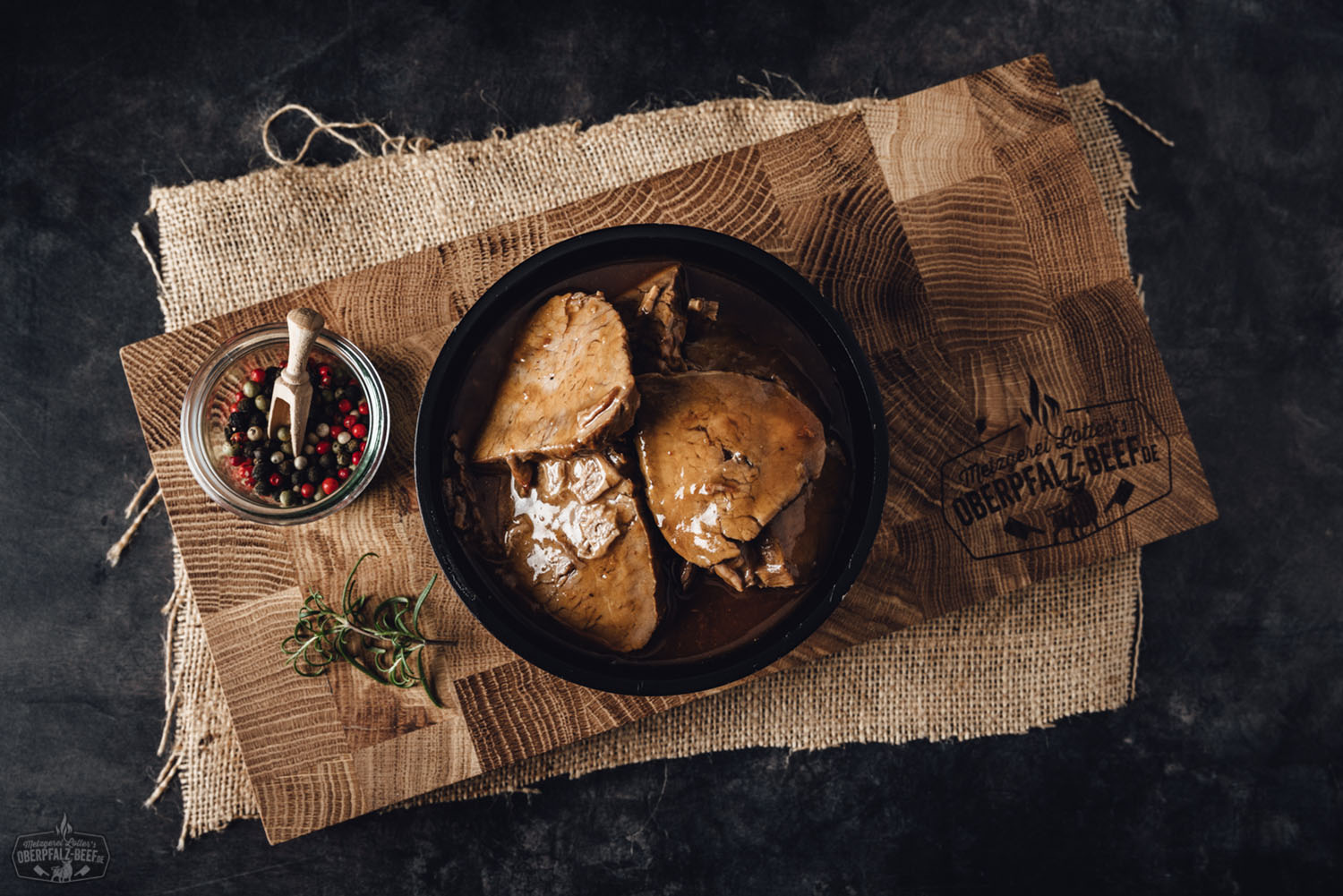 Portion Sous Vide vorgegarter Sauerbraten vom Rind