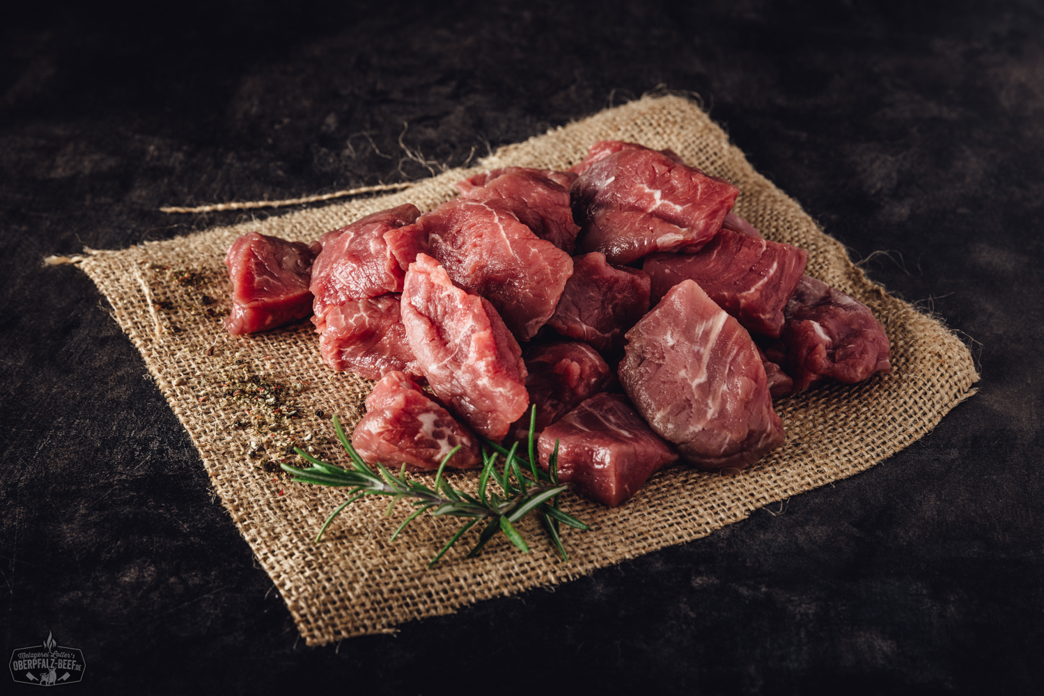 Fondue Fleisch aus dem Rinderfilet Handgeschnitten