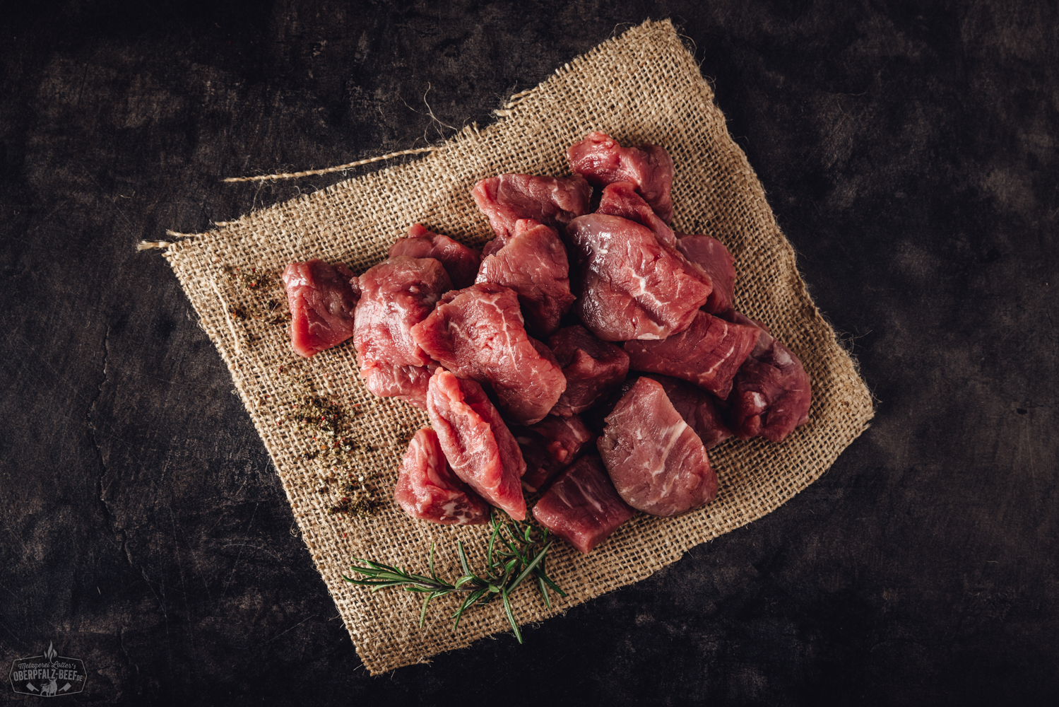 Fondue Fleisch aus dem Rinderfilet Handgeschnitten